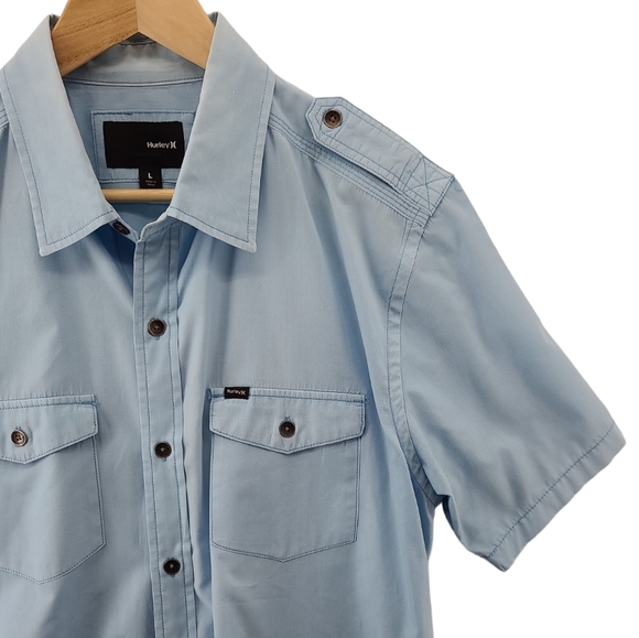 Hurley Other - Hurley Metal Button Down Casual Military Style Short Sleeve Shirt Men's Large